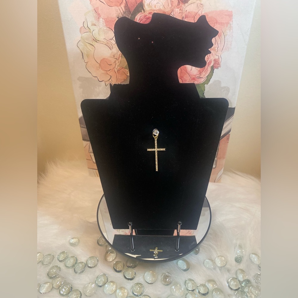 NWOT Fashion Gold/Diamond Cross (One) Earring or Charm - Picture 3 of 3
